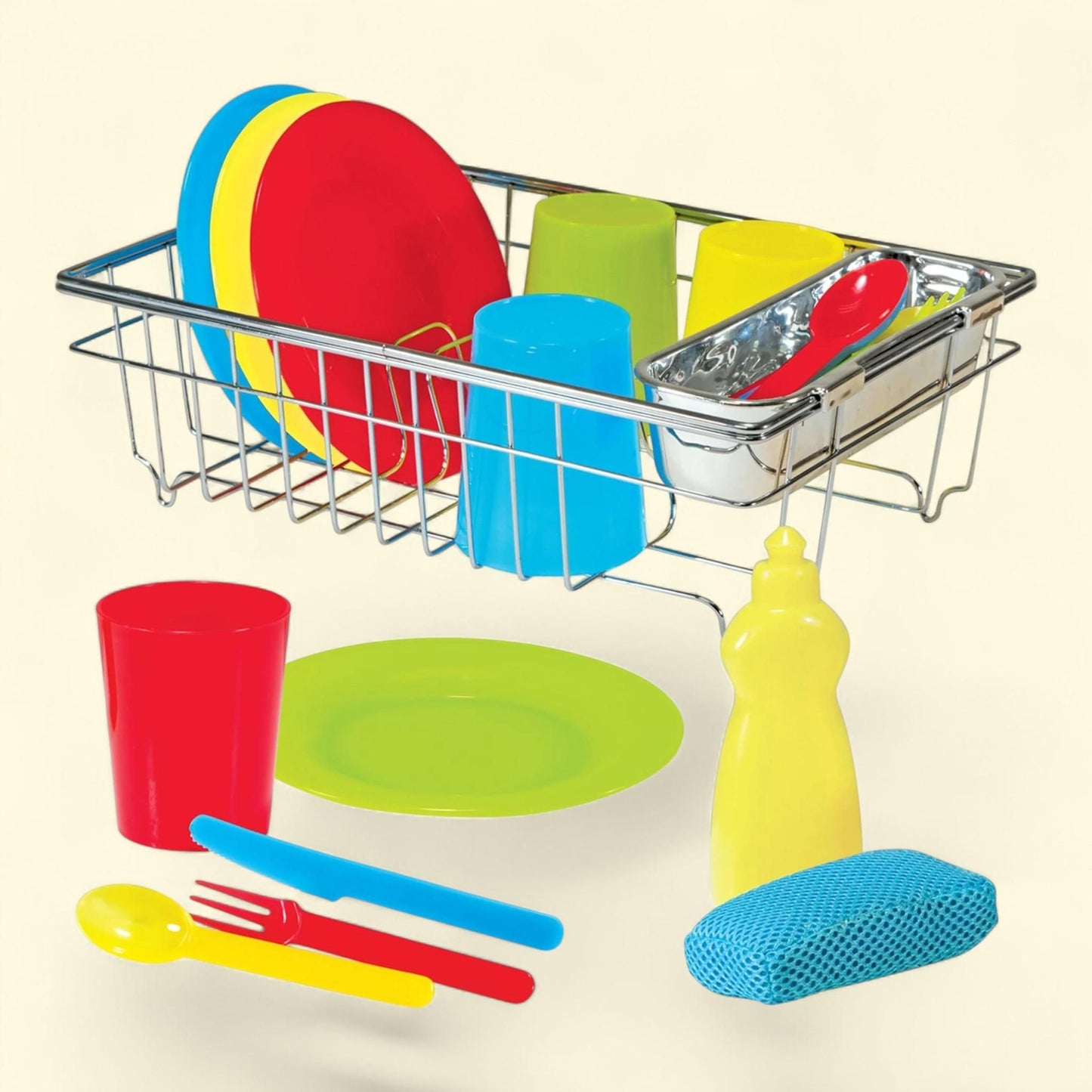 Melissa & Doug Wash and Dry Dish Set, 24 Pieces