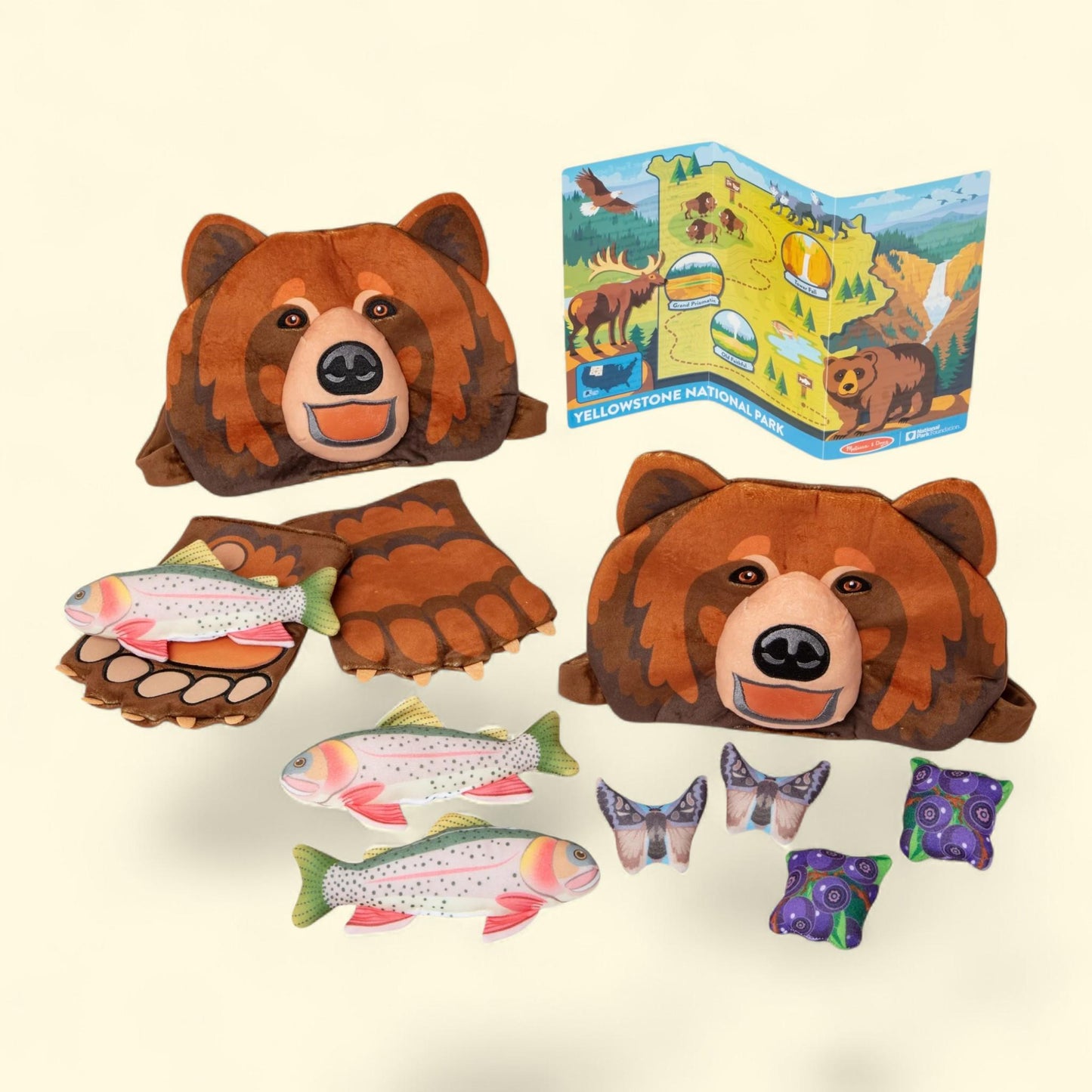 Melissa & Doug Grizzly Bear Games and Pretend Play Set, Size: Plush Bear Heads and Bear Paw Gloves