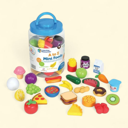 Learning Resources A to Z Mini Foods, Play Kitchen, Montessori Toys for Kids, Ages 3