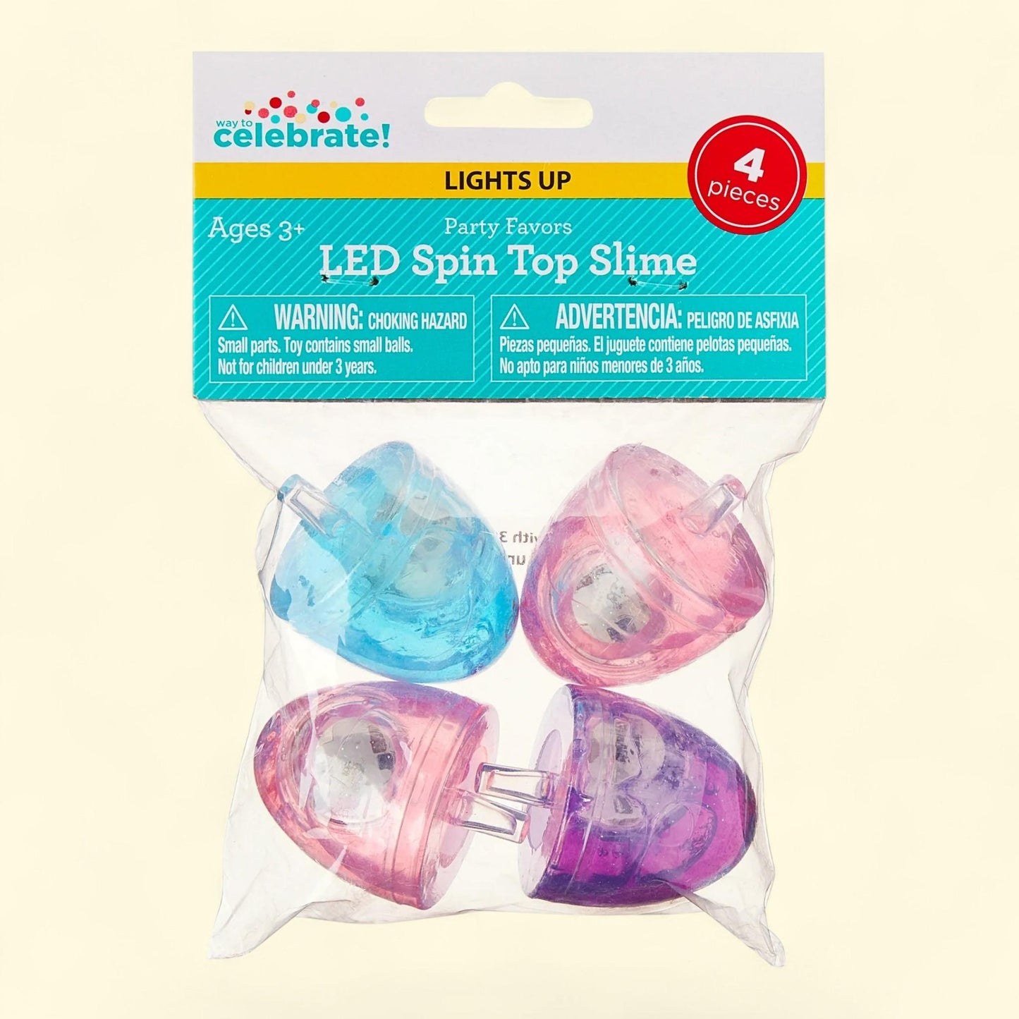 Way To Celebrate LED Spin Top Slime Party Favors, 4 Count