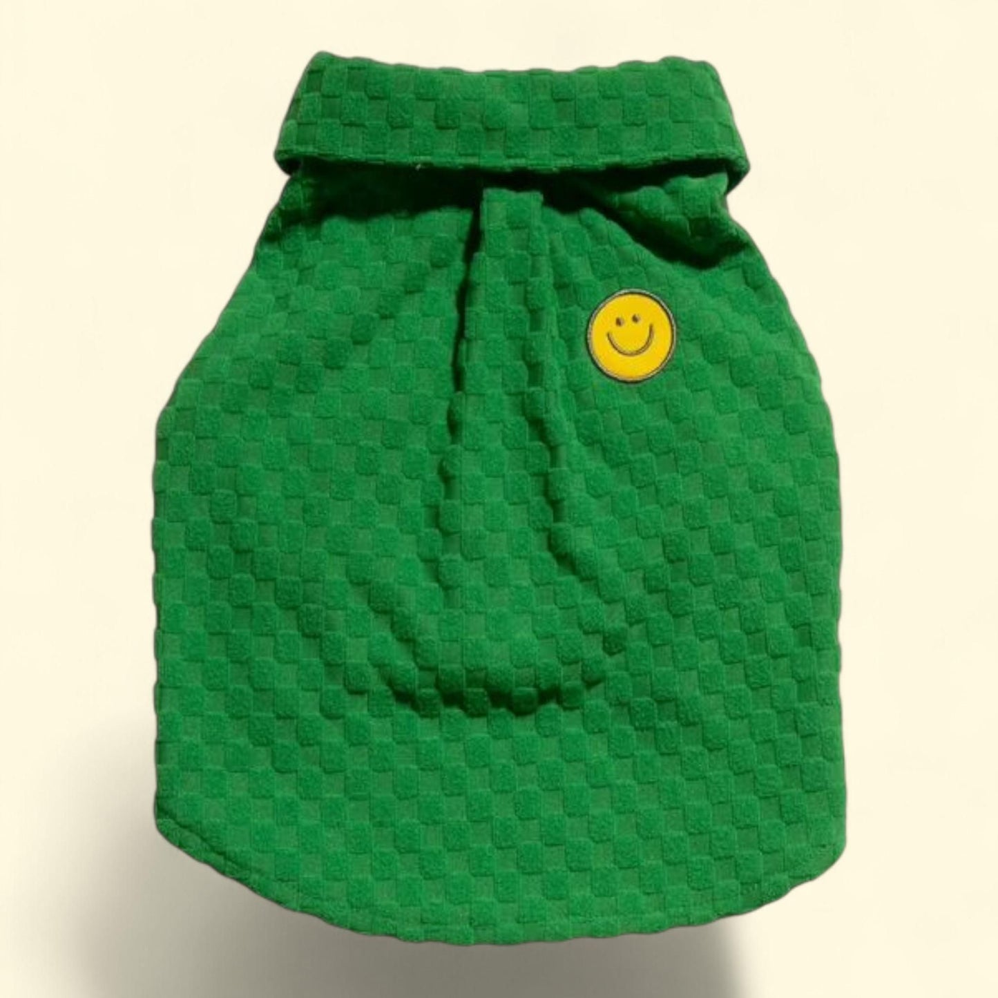 Oodles Green Button-Up Checkered Dog T-Shirt, Small