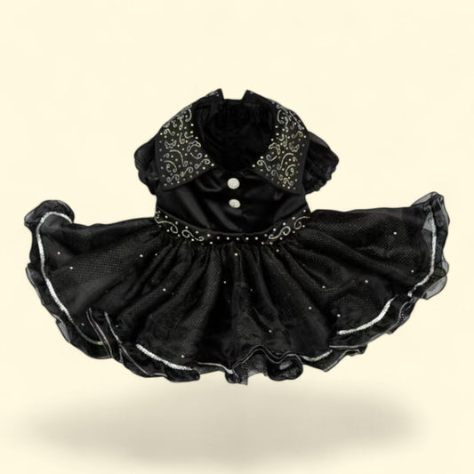 Doggy Parton, Shimmering Evening Pet Dress, Black, XS