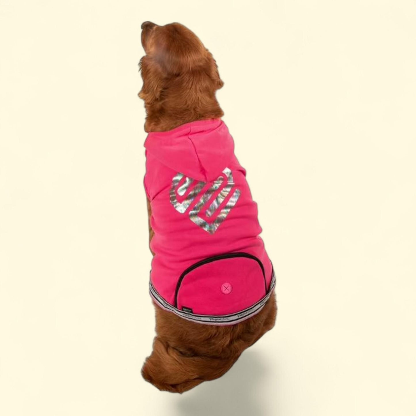 Justice Pet Wastebag Dispensing Pocket Fleece Heart Dog Hoodie, Pink, L -> Justice Pet Dog Hoodie, Pink, L
