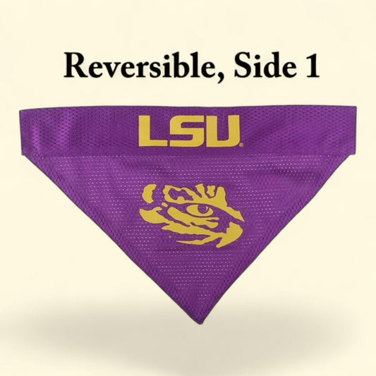 Pets First Collegiate Louisiana State Reversible Bandana, Home & Away Mesh & Premium Embroidery, for Dogs & Cats