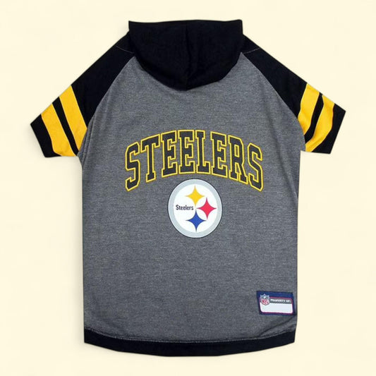 Pets First NFL Pittsburgh Steelers Hoodie Tee Shirt for Dogs & Cats, Medium