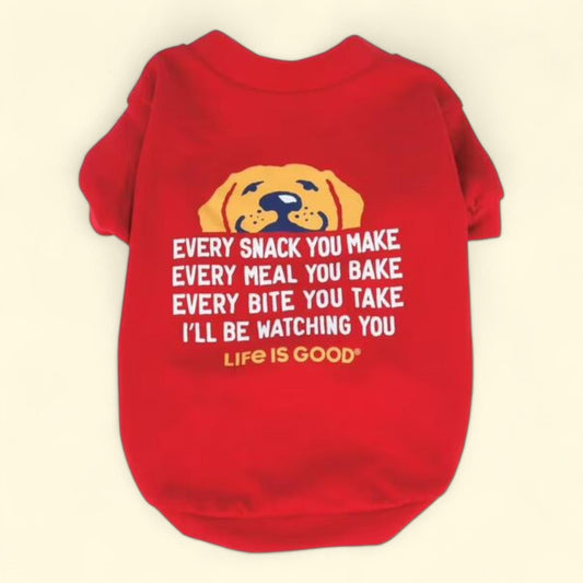 Life is Good Dog T-Shirt, Red, Medium