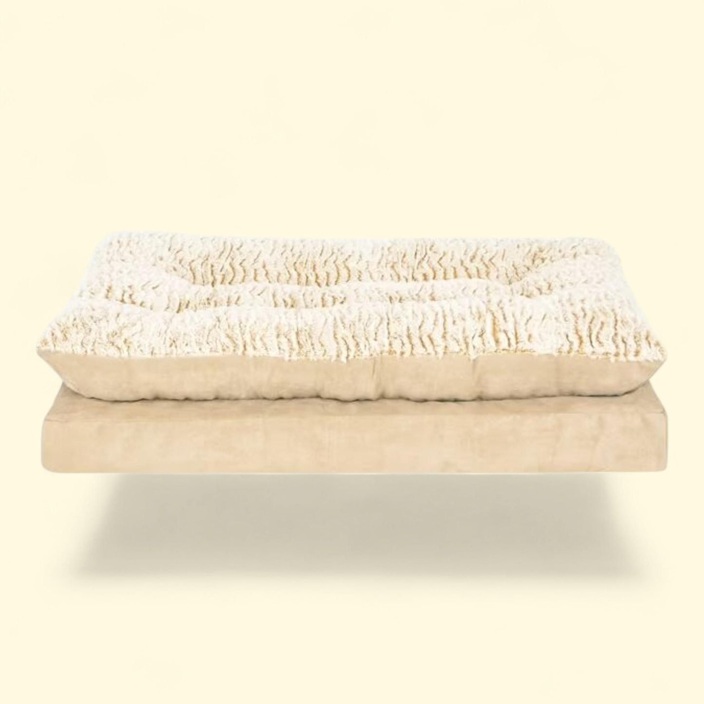 Lit pour chien et chat FurHaven Pet Products avec surmatelas en fausse fourrure et daim gaufrés, taille moyenne, taupe