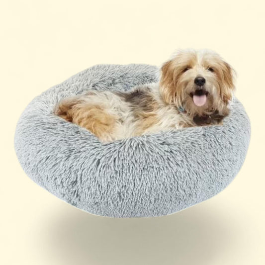 Precious Tails Super Luxe Shaggy Faux Fur Donut Bolster Dog Cat Bed, Small