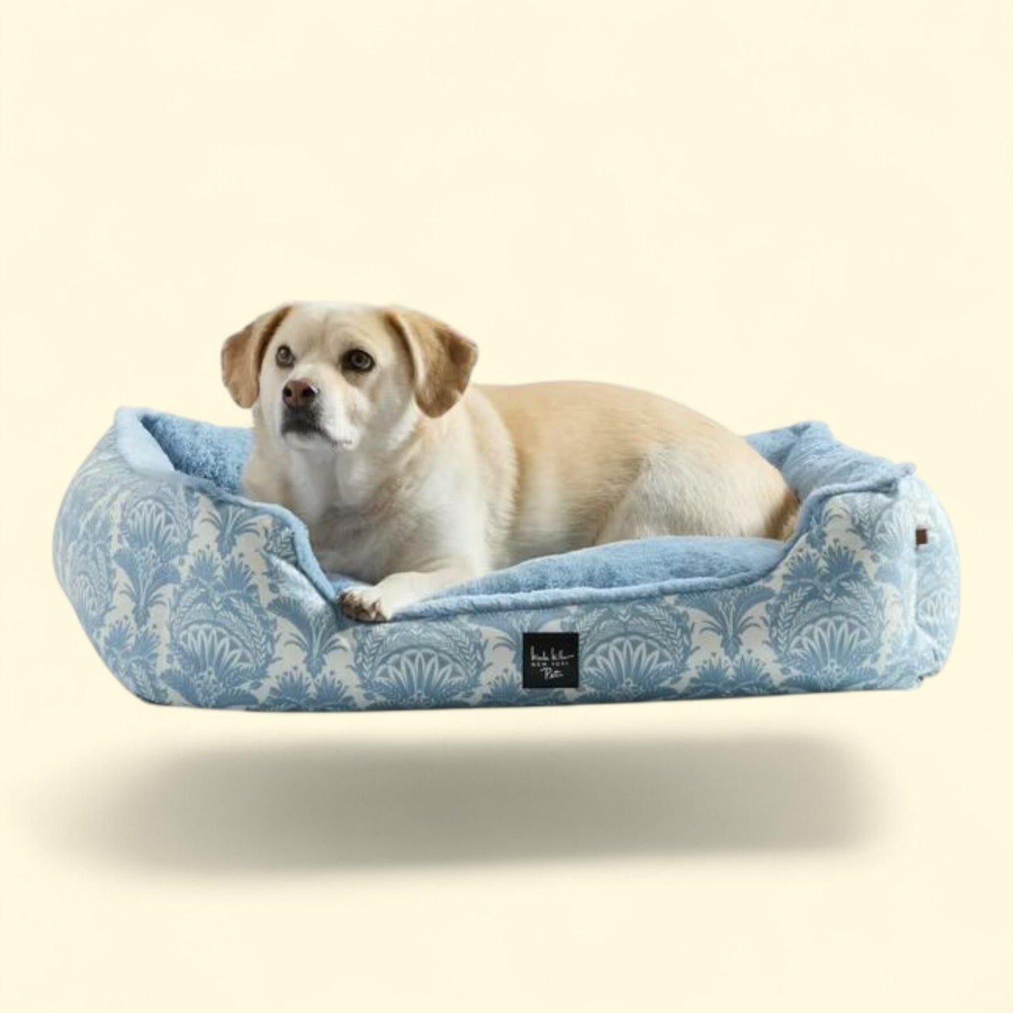 Lit pour animal de compagnie Nicole Miller New York Pet Mod Damask Plushy Bolster, bleu, très petit format 48 cm x 38 cm x 15 cm