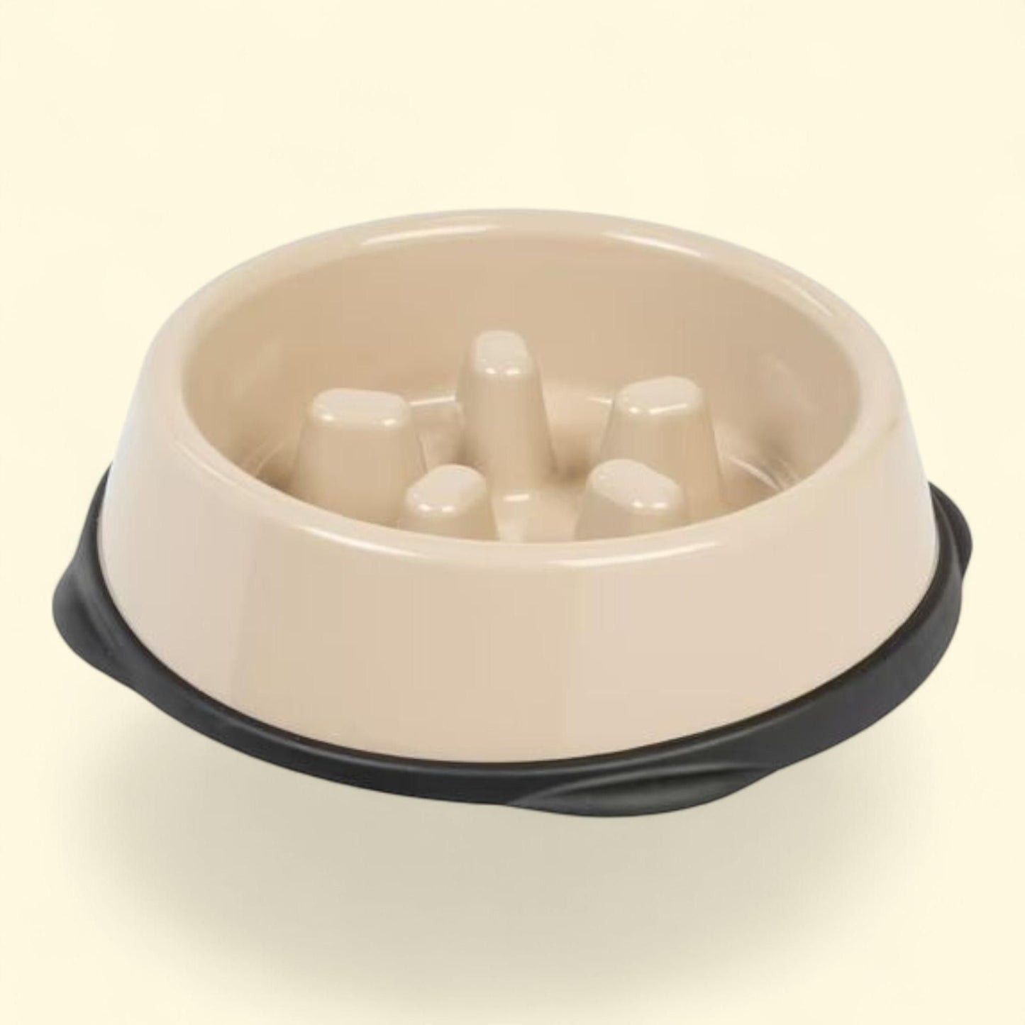 IRIS USA Slow Feeder Dog Bowl, 2 Cup, Beige/Black