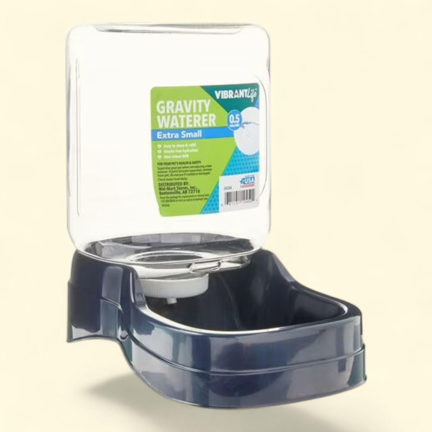 Vibrant Life Gravity Pet Waterer, Dark Blue, x-Small, 0.4 Gallons
