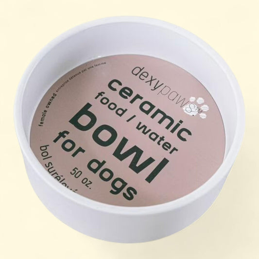Dexypaws Ceramic Dog Bowl, White - 50oz
