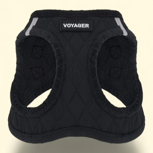 Best Pet Supplies Voyager Step-In Plush Dog Harness, Black Plush, M (Chest: 16 - 18")