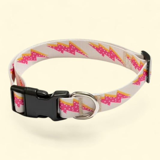Vibrant Life Lightning Bolt Dog Collar, Pink, Medium