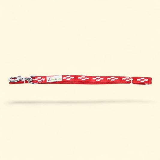 Dog Leash, Solid Color Nylon with Dog Paw Print Design, 4 ft Long, 5/8 Inch Wide, Red Blue Or Black