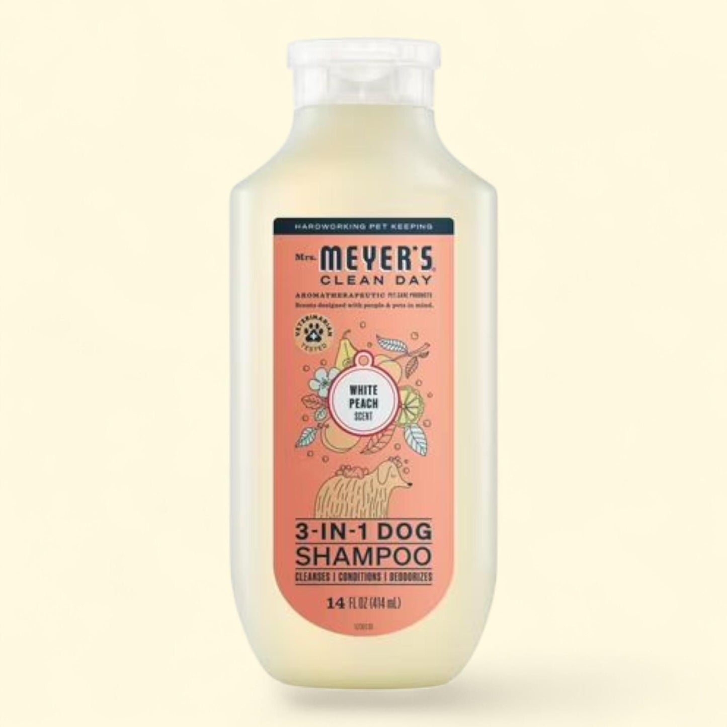 Mrs. Meyer's Clean Day Dog Shampoo, White Peach Scent, 14oz