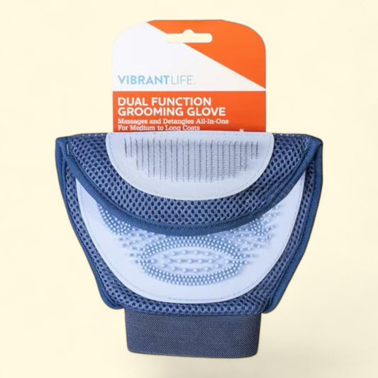 Vibrant Life Dog Grooming Glove, Dual Function, width 0.4 inches