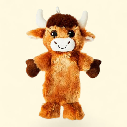 Vibrant Life Cozy Buddy Longhorn Cow Squeaky Plush Dog Toy, 11.5 inch