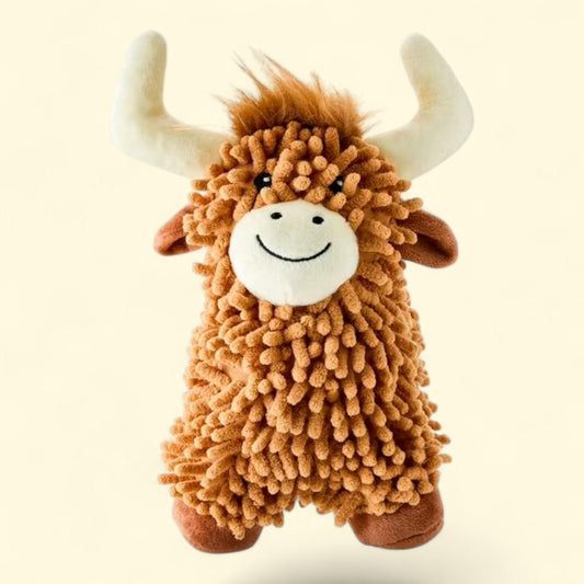 Vibrant Life Highland Cow Floppy Plush Dog Toy, Brown