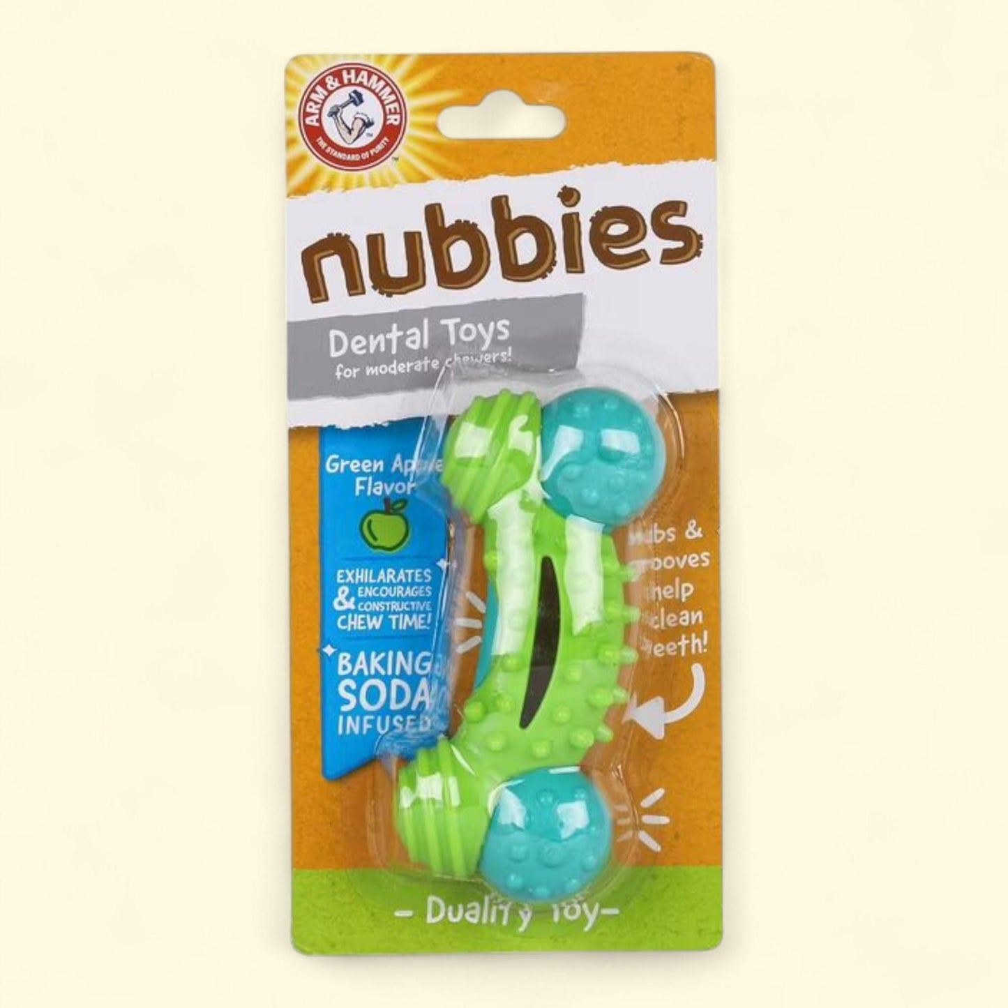 Arm & Hammer Nubbies Duality Bone Dog Chew Toy, Durable, Size: 8.75 x 4.25 x 1.25 Inches