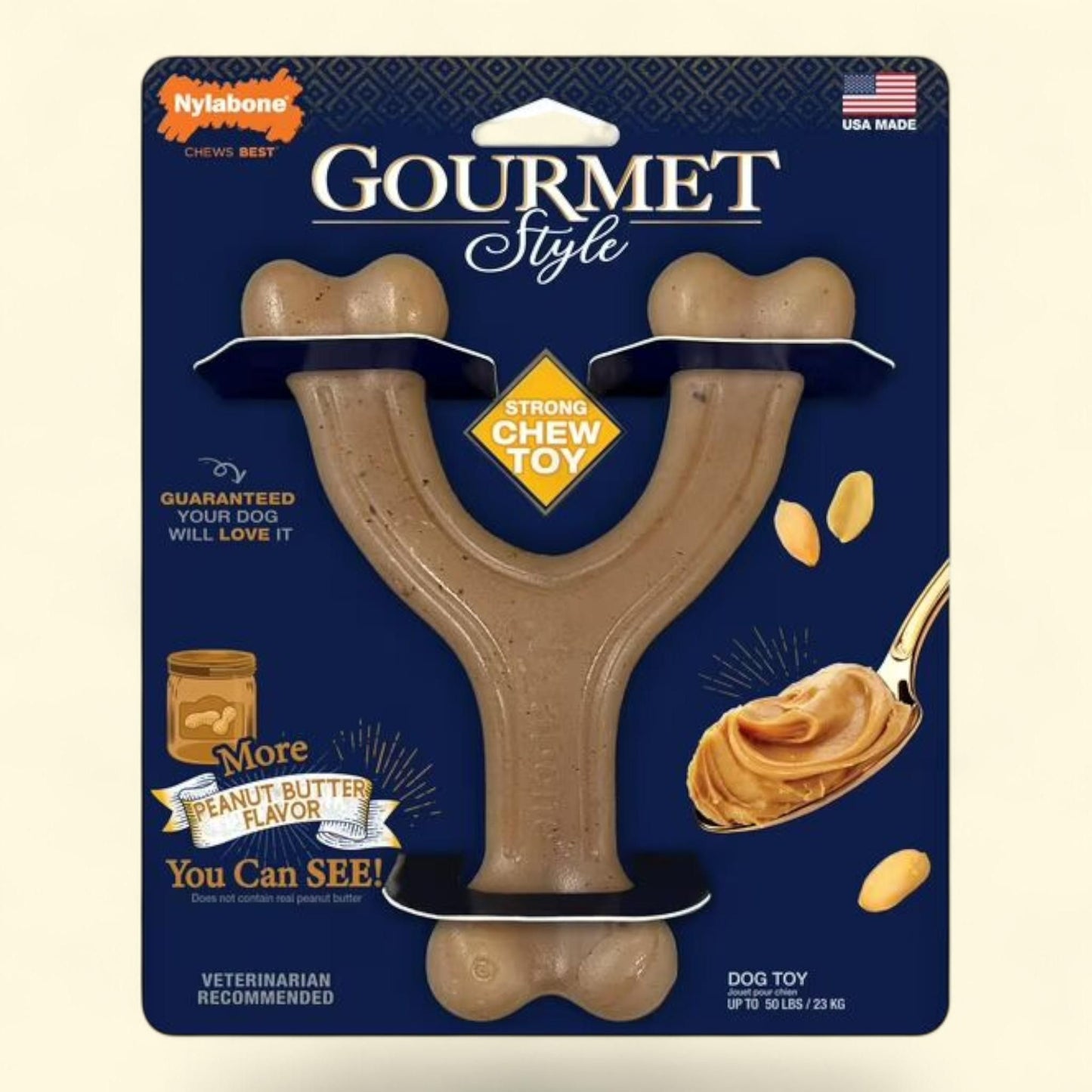 Nylabone Wishbone Dog Chew Toy, Peanut Butter, Large/Giant