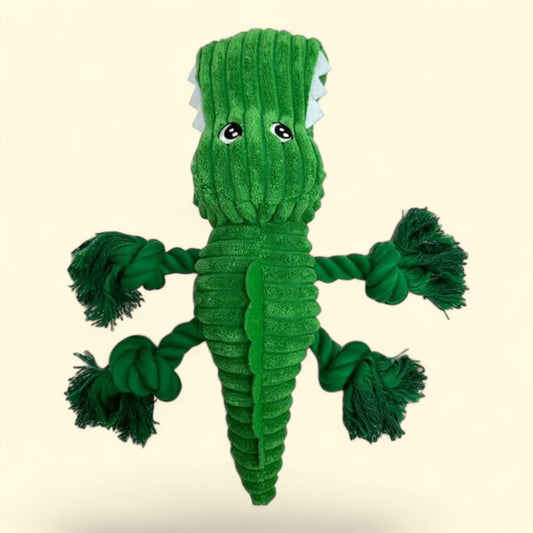 Vibrant Life Cozy Buddy Alligator Dog Toy, Green, Squeaky & Plush, Small