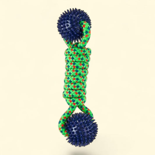 Vibrant Life Chomp and Tug Buddy Rope and Spikey Balls Dog Chew Toy