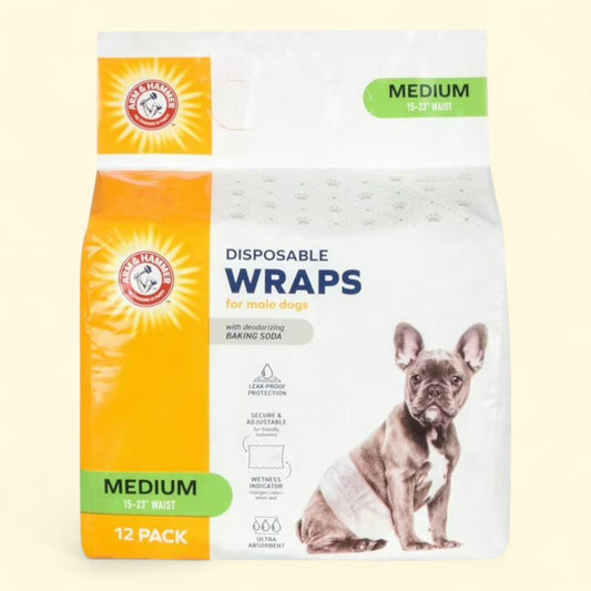 Arm & Hammer Male Dog Wraps, Medium 12 Ct