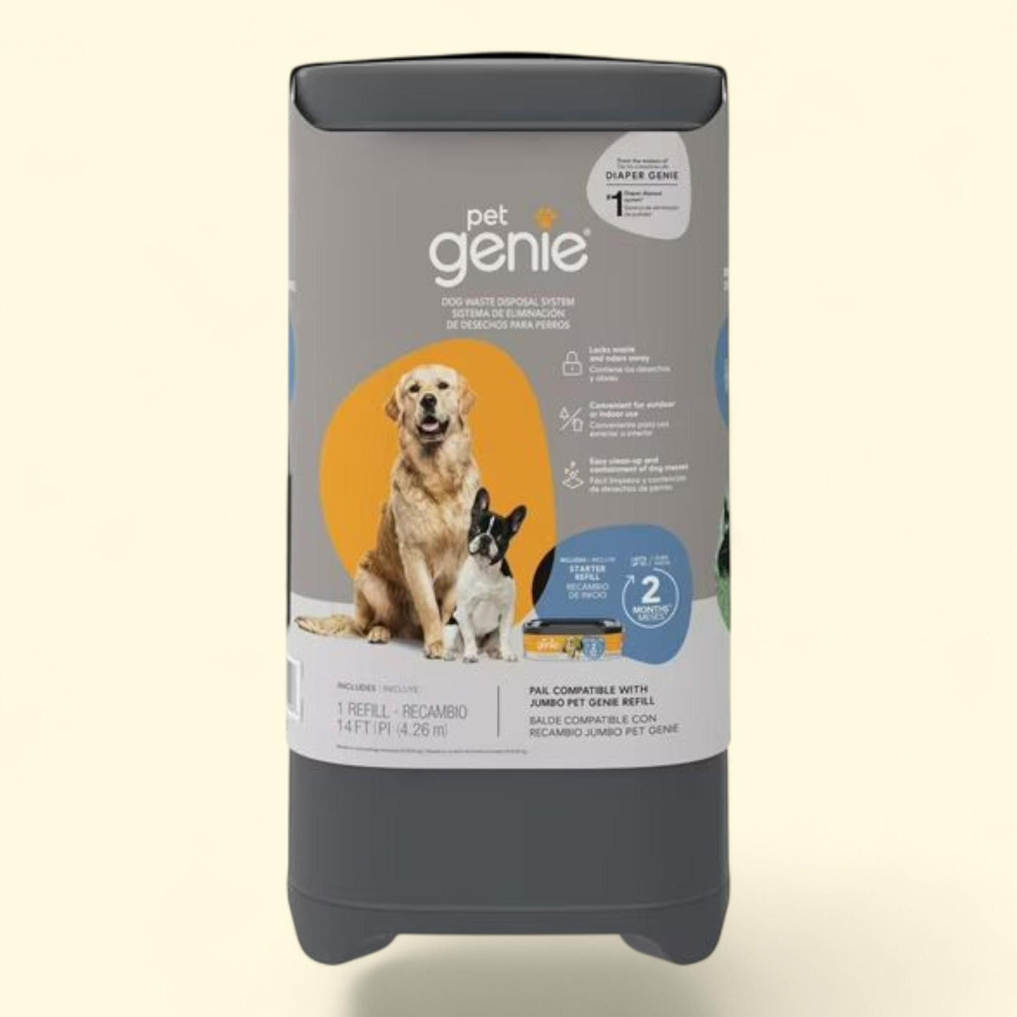Système d'élimination des déjections canines Pet Genie, gris, recharge pour 2 mois incluse