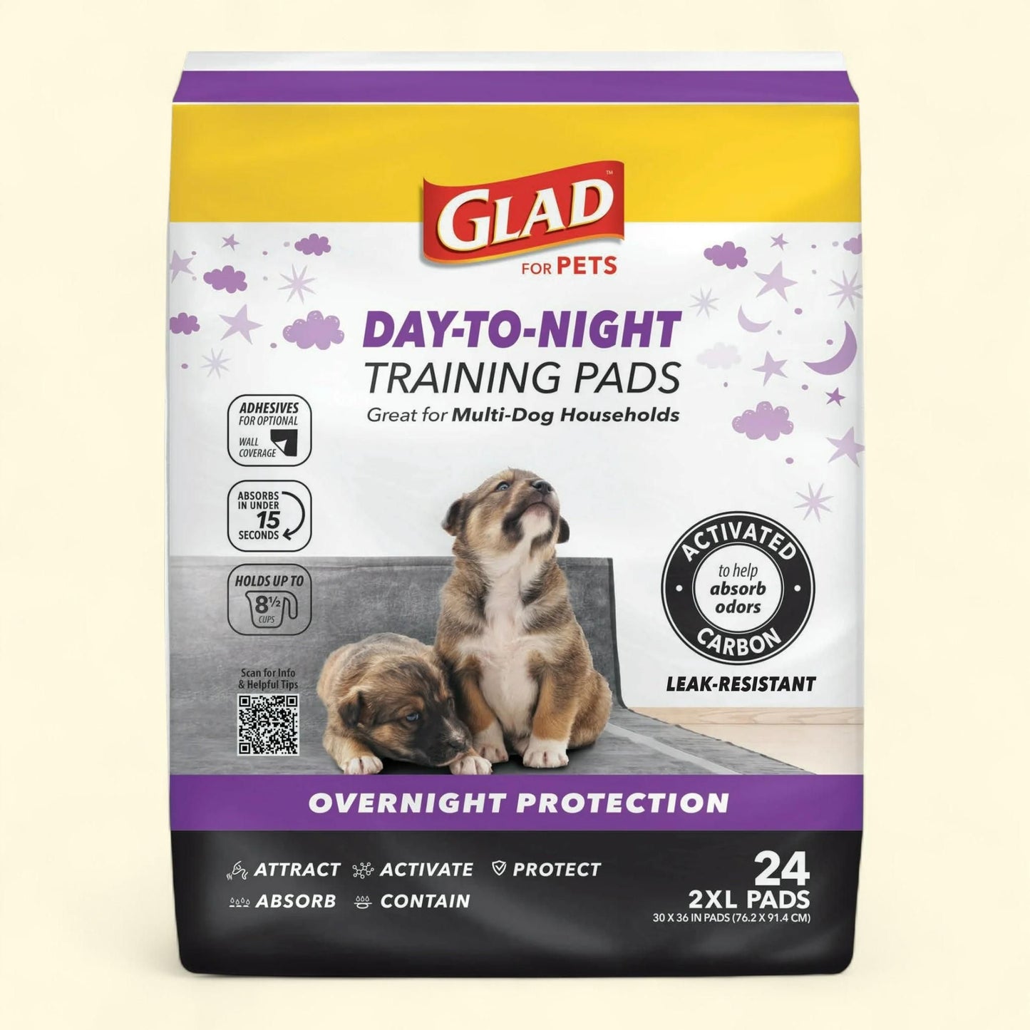 Glad Activated Charcoal Training Pads, Giant Size, 30x36, 24 Count