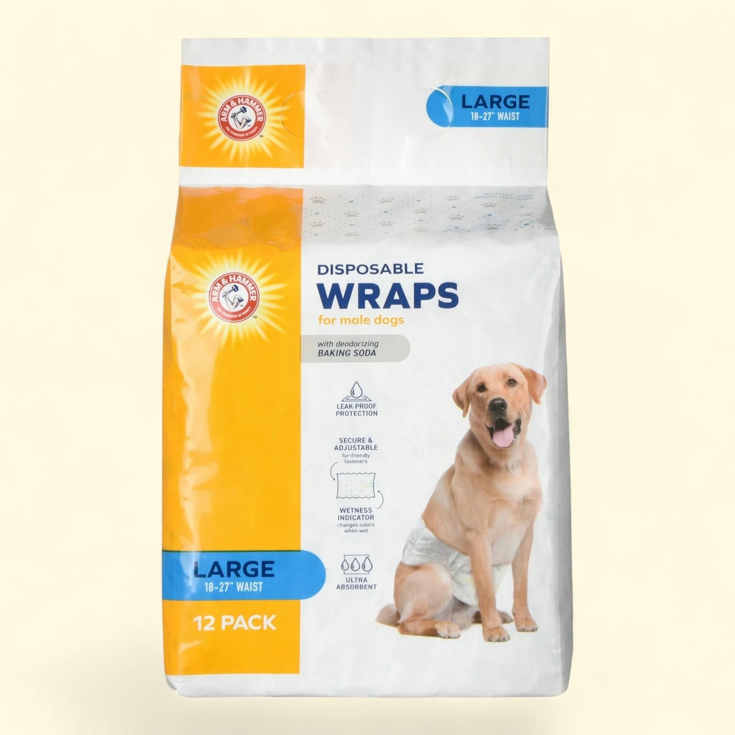 Arm & Hammer Male Dog Wraps, Large, 12 Count