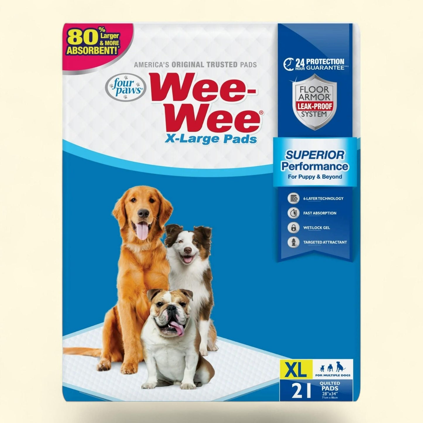 Four Paws Wee Wee Potty Training Pads, X-Large 21 Count