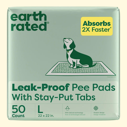 Earth Rated Pee Pads, Unscented, L, 22x22 in., 50ct