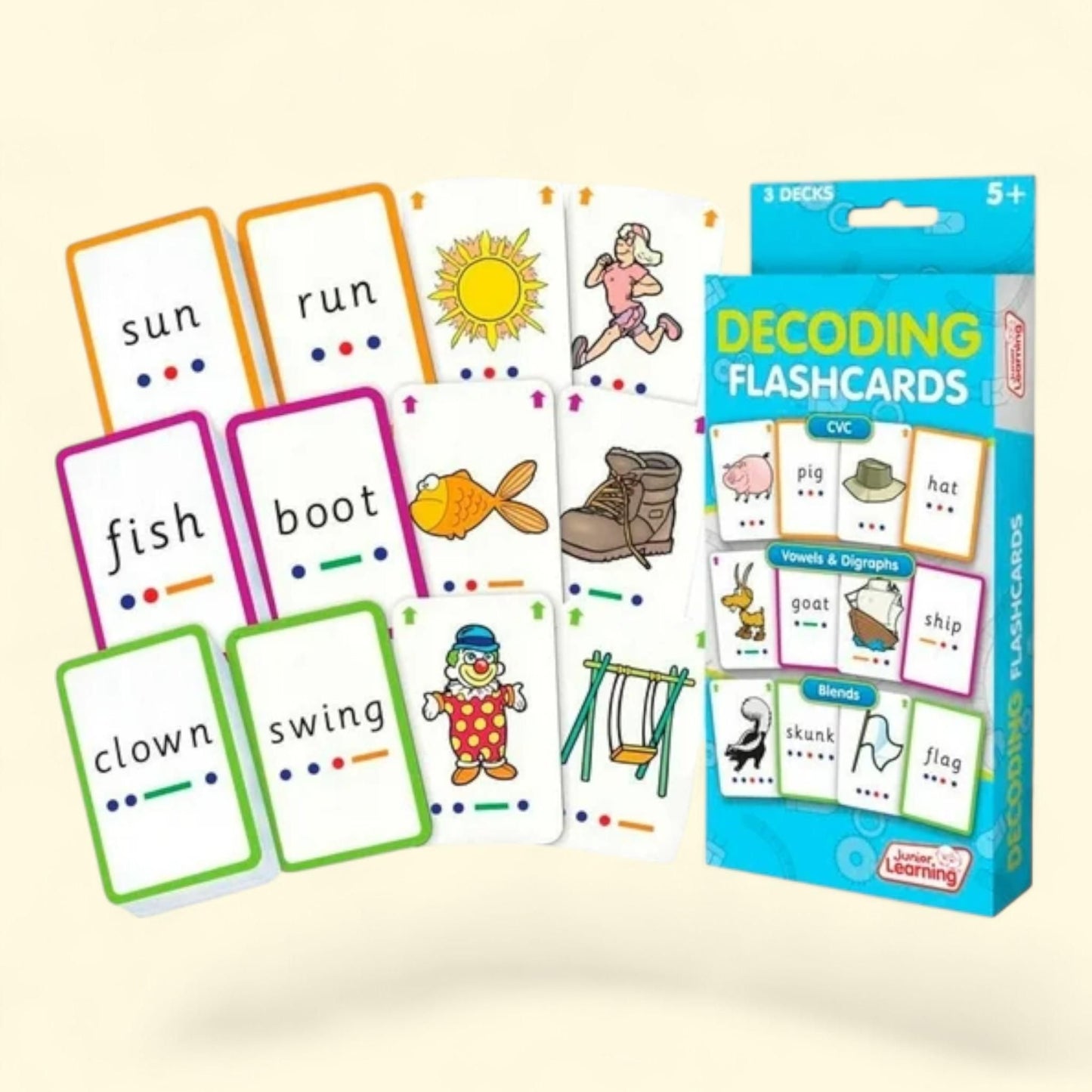 Junior Learning Decoding Flashcards, 162 Cards