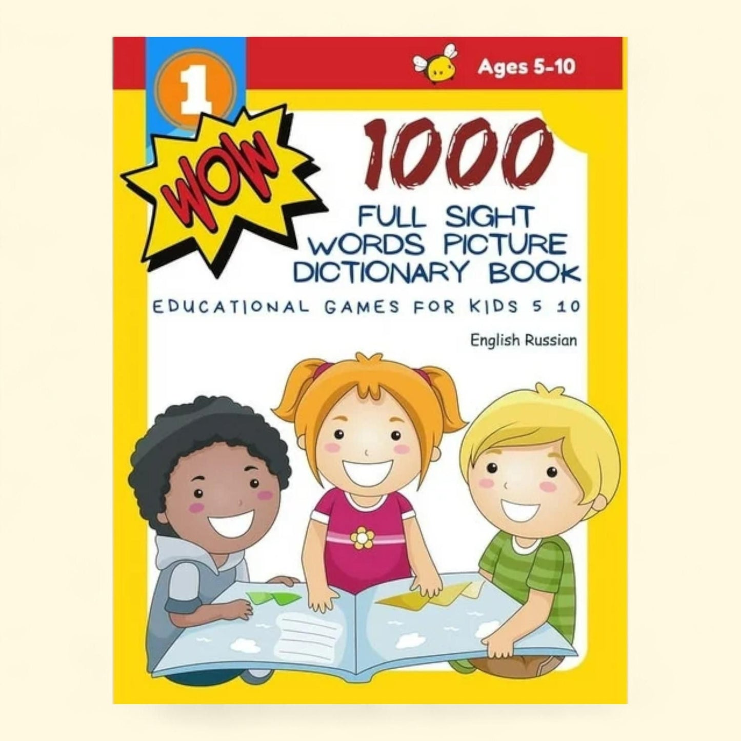 Educational Games, 1000 Full Sight Words Picture Dictionary Book, English Russian, Kids 5-10