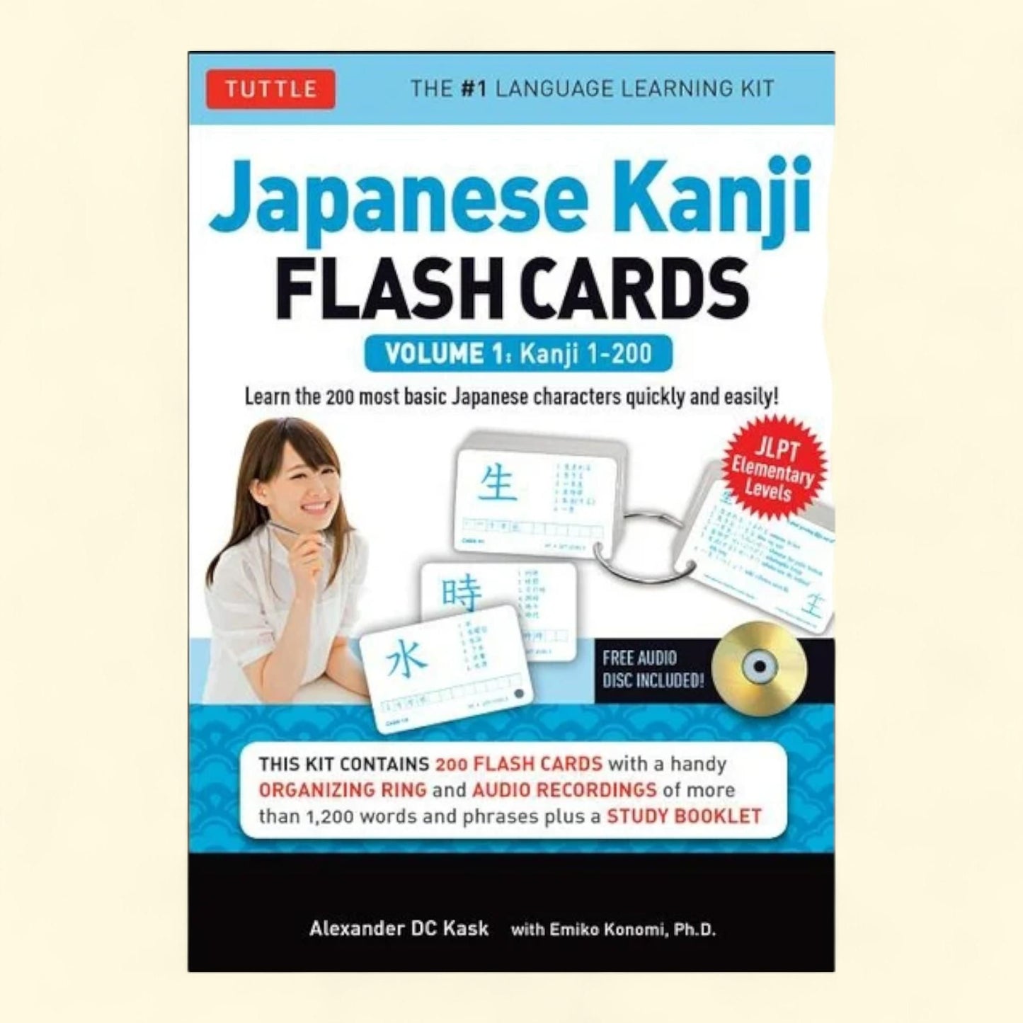 Japanese Kanji Flash Cards Kit Volume 1, Kanji 1-200: JLPT Beginning Level, 200 Characters, Native Speaker Audio, Sample Sentences & Compound Words