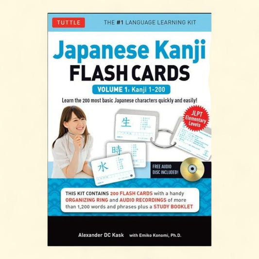 Japanese Kanji Flash Cards Kit Volume 1, Kanji 1-200: JLPT Beginning Level, 200 Characters, Native Speaker Audio, Sample Sentences & Compound Words