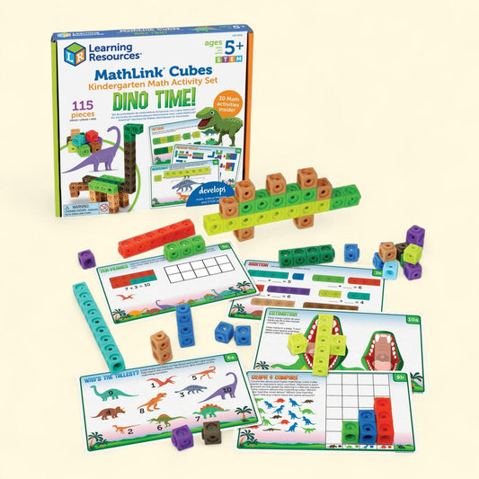 Learning Resources MathLink Cubes, Dino Time, Ages 5+