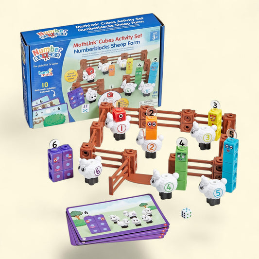 hand2mind Numberblocks Sheep Farm MathLink Cubes Activity Set, Kids Math Toys (Ages 3+), Size