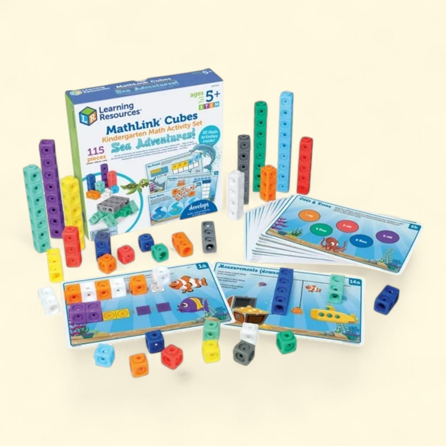 Learning Resources MathLink Cubes, Sea Adventures, Ages 5+