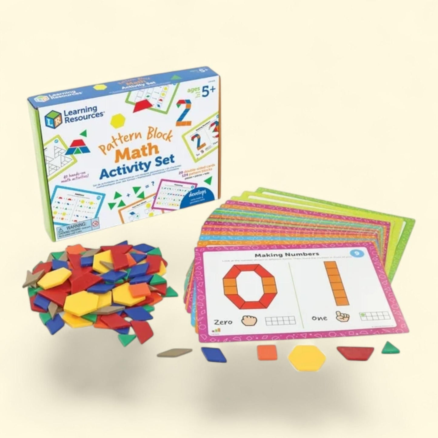 Learning Resources Pattern Block Math Activity Set, 144 Pieces