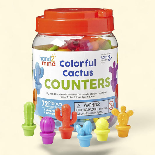 hand2mind Colorful Cactus Counters, 60 Pieces