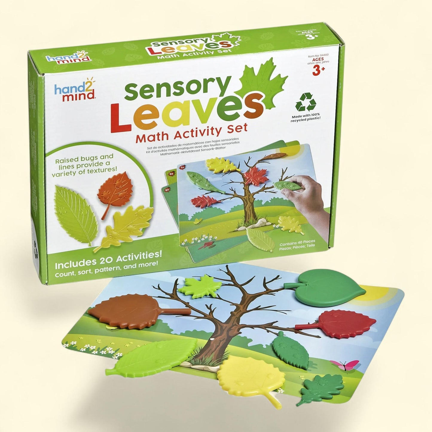 hand2mind Sensory Leaves Math Activity Set,  Pattern Blocks Cards, Sorting Math Counters