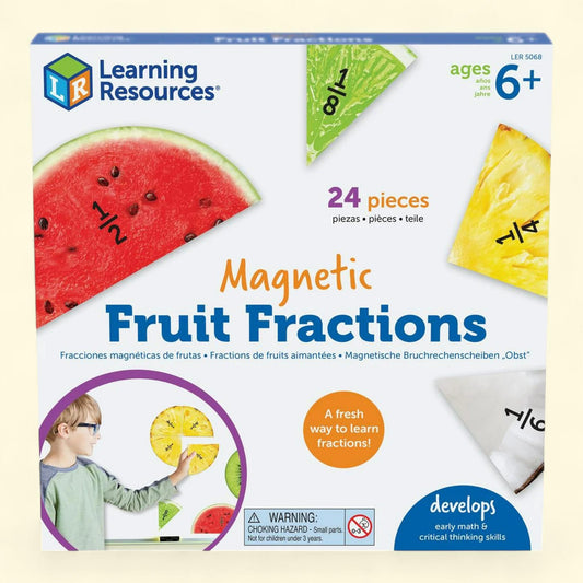 Learning Resources Magnetic Fruit Fractions, 24 Pieces, Ages 6+