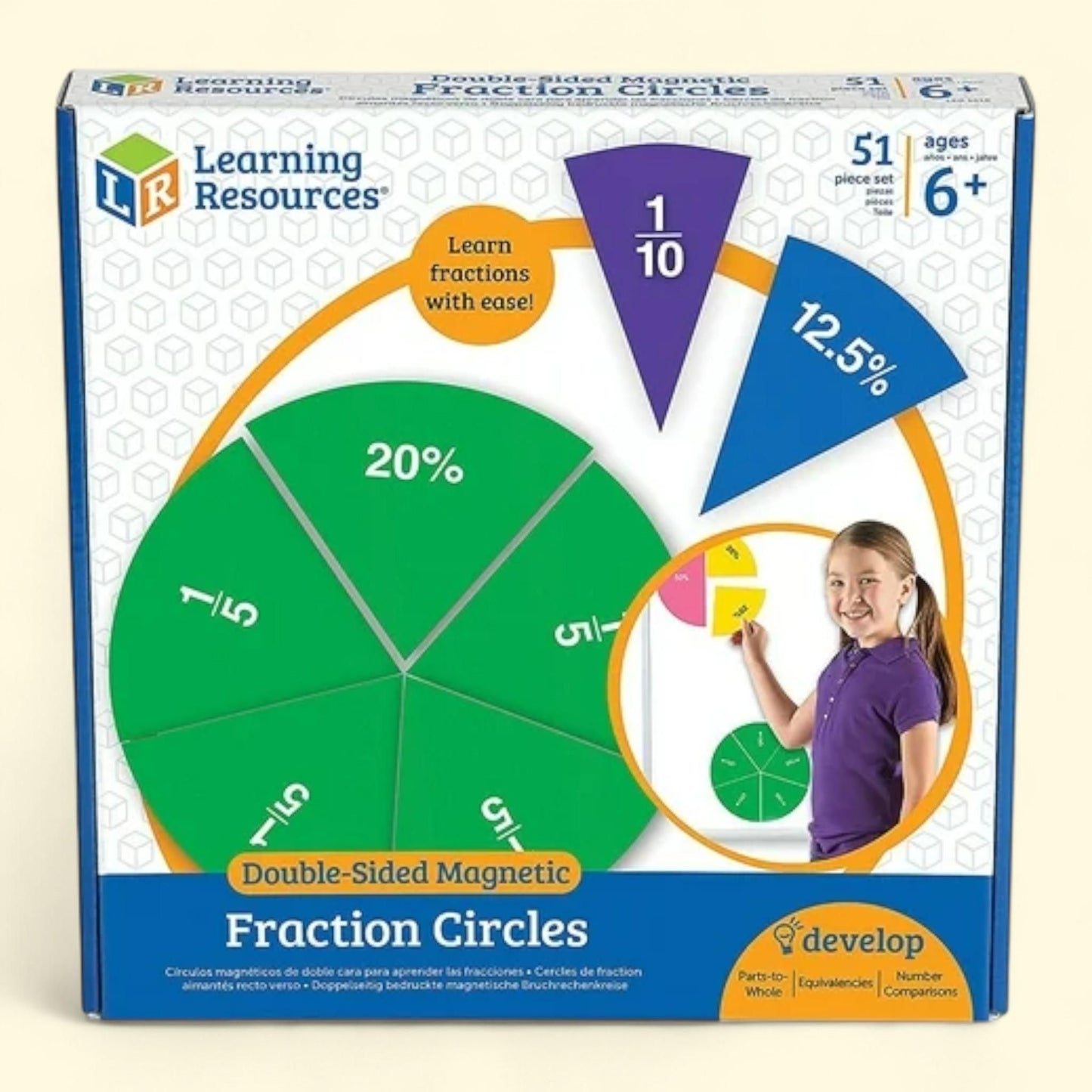 Learning Resources Fraction Circles, Double-Sided Magnetic, Ages 6+, LER1616
