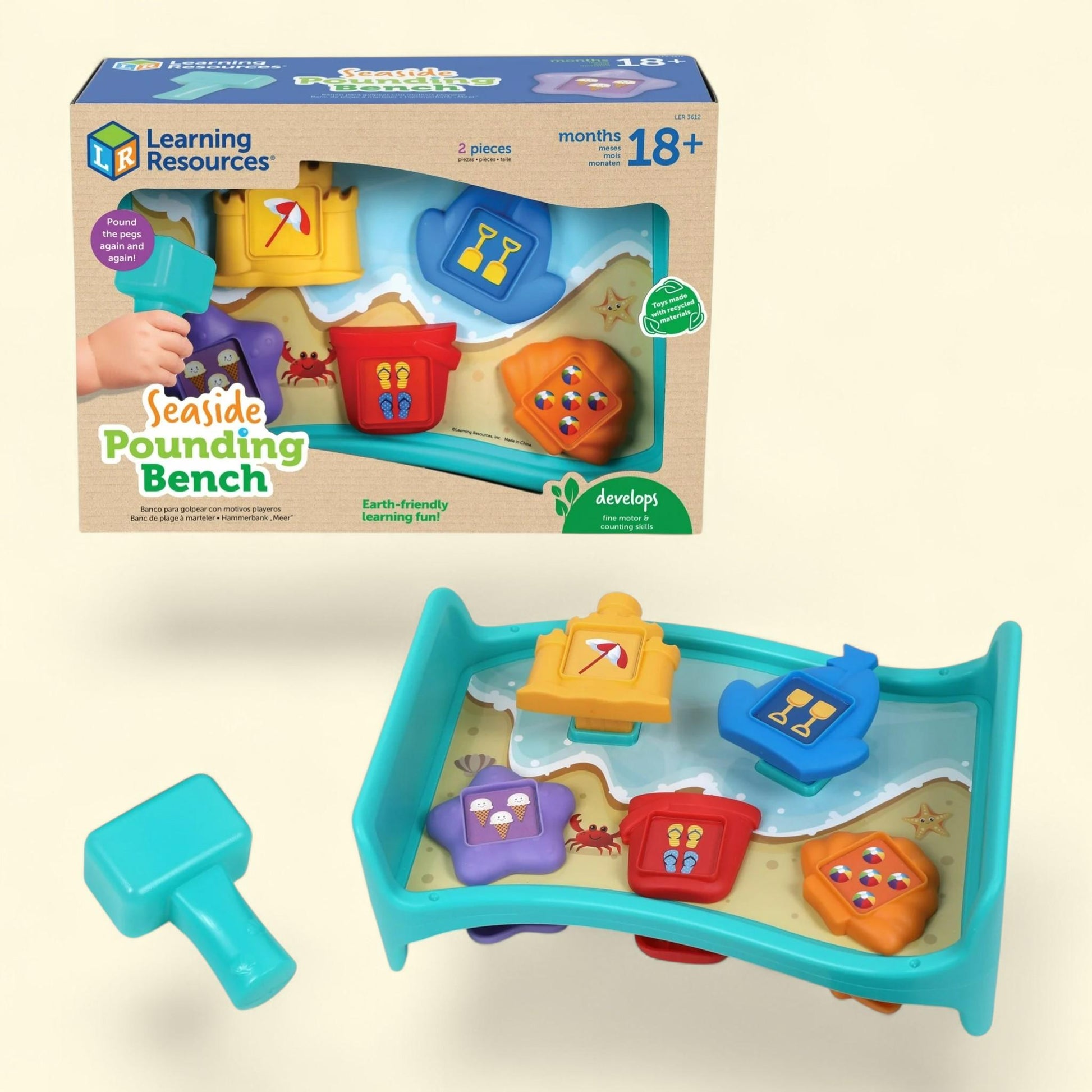 Learning Resources Seaside Pounding Bench, Montessori Toys, Ages 18... — authentic US product shipped worldwide by Treatspree