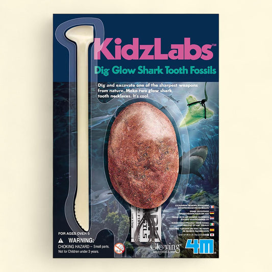 4M: KidzLabs: Dig Glow Shark Tooth Fossils, 2 Glow-In-The Dark Tooth Necklaces, Kids Ages 5+