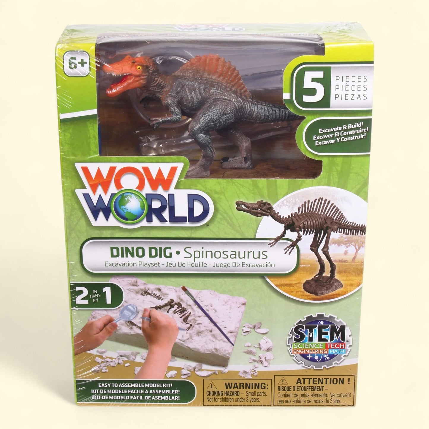 WowWorld Dino Dig - Spinosaurus, All-In-One Dinosaur Skeleton Excavation Kit, 6+