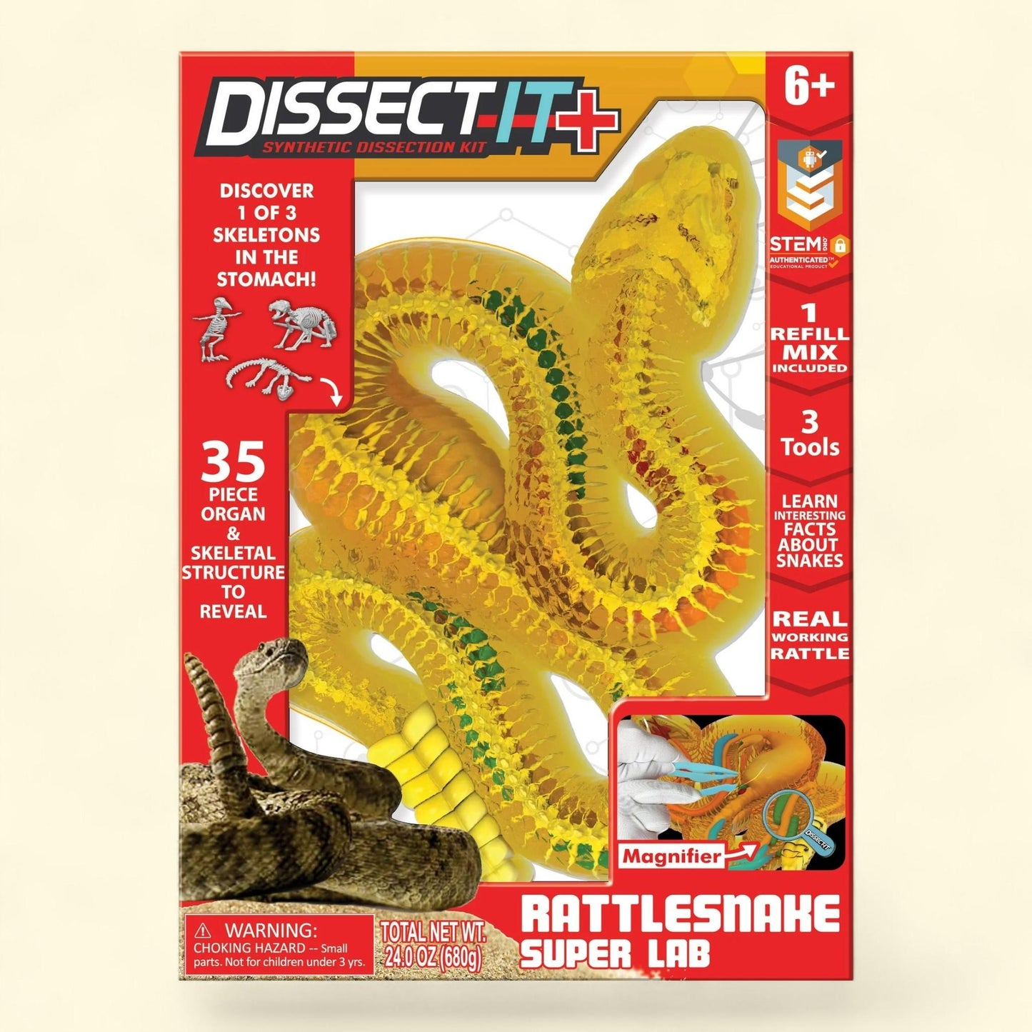 Dissect It Synthetic Lab Rattlesnake Stem Projects, Ages 6+, Anatomy