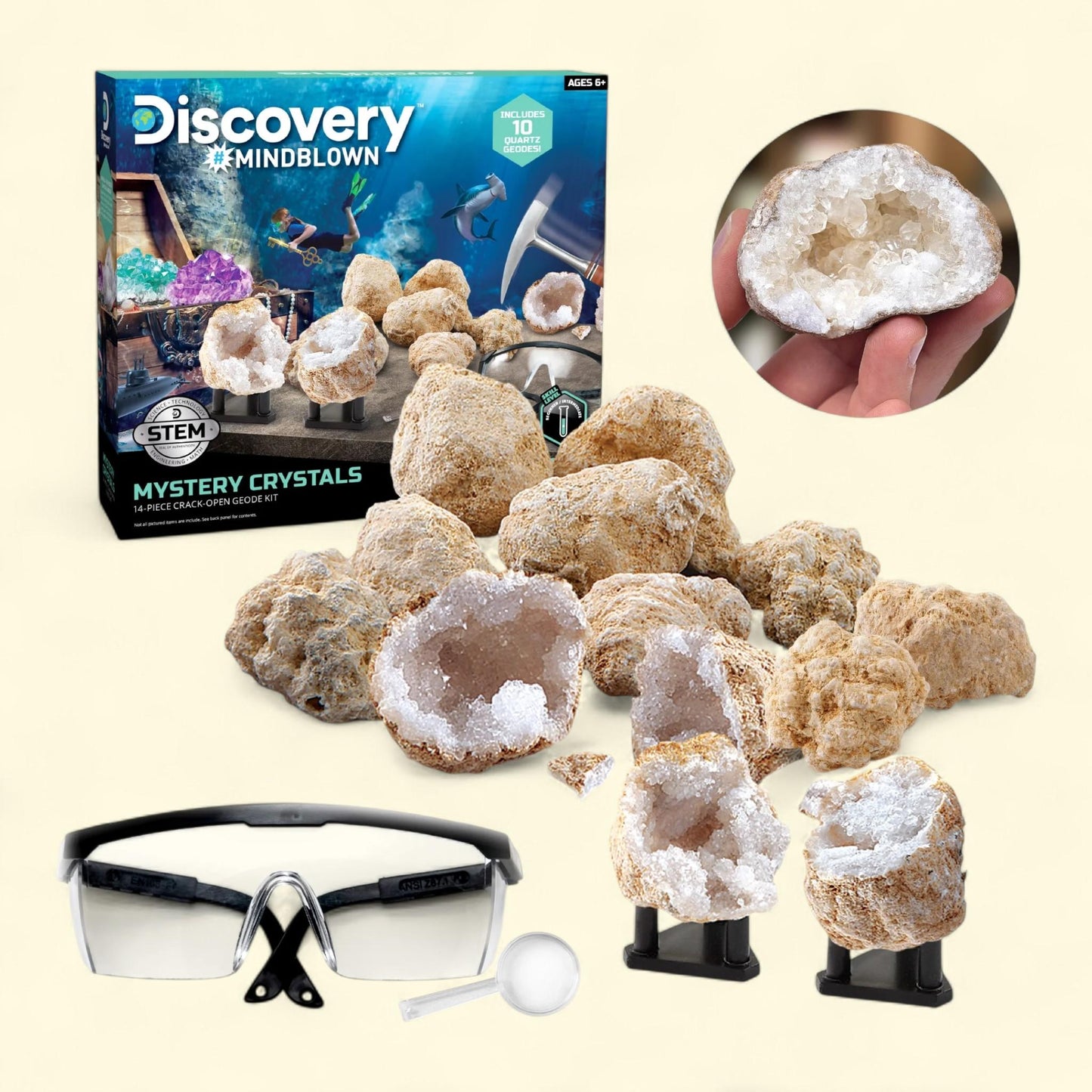 Discovery Geode Crystal Excavation Kit, 14-Piece, Children's,  Ages 6+